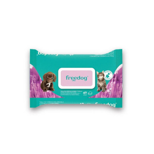 Freedog Toalhetes Húmidos Lavanda e Baunilha para cães e gatos, 40 unidades