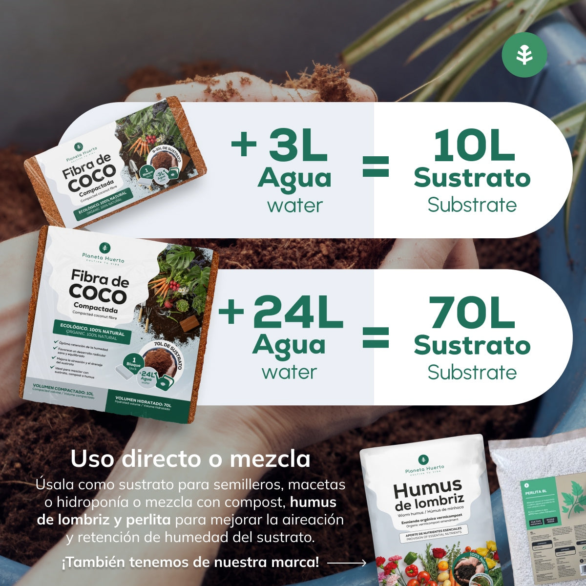 Substrato de Fibra de Coco Planeta Huerto 140 Litros 