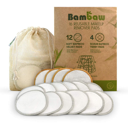 Discos desmaquilhantes reutilizáveis ​​Bambaw Embalagem de 16