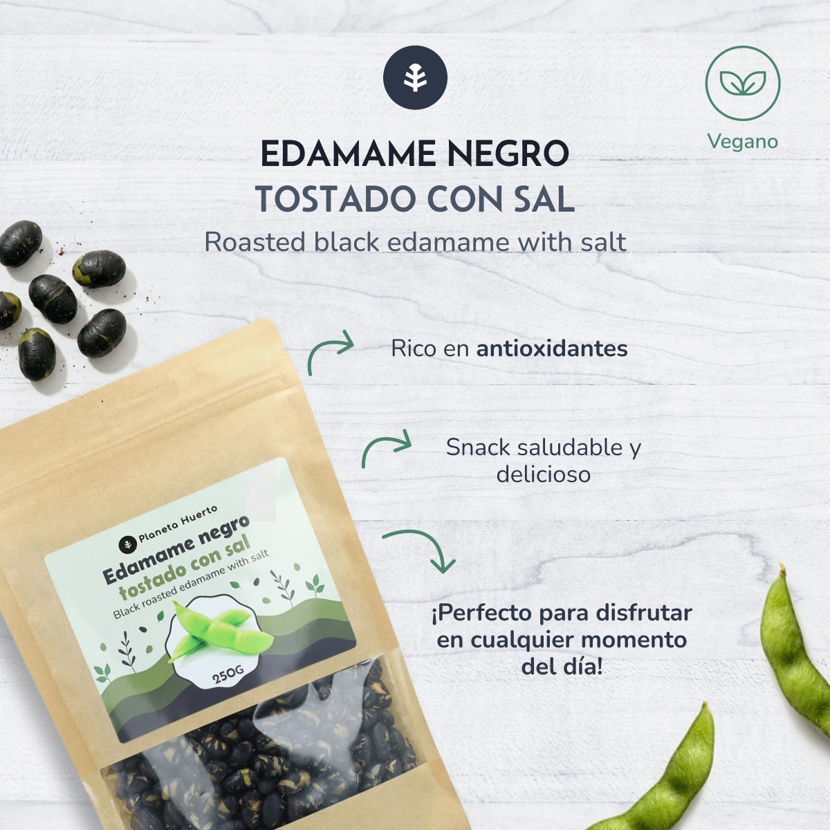 Edamame preto torrado com sal Planeta Huerto 250 g