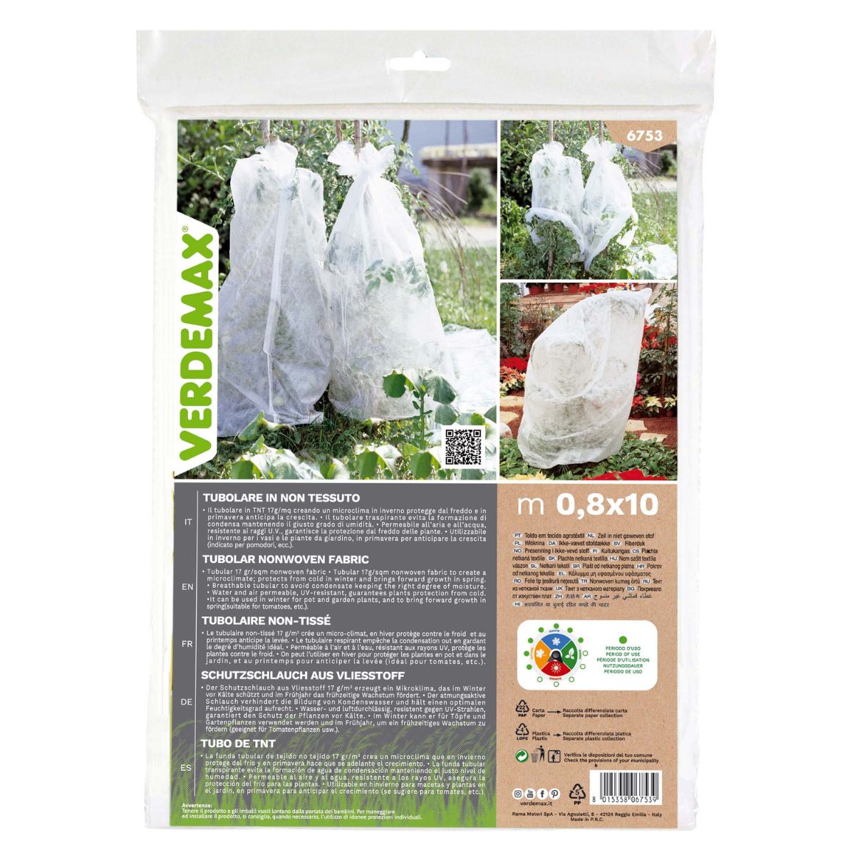 Tecido tubular anticongelante para proteção das culturas Verdemax 1,1 x 10 m