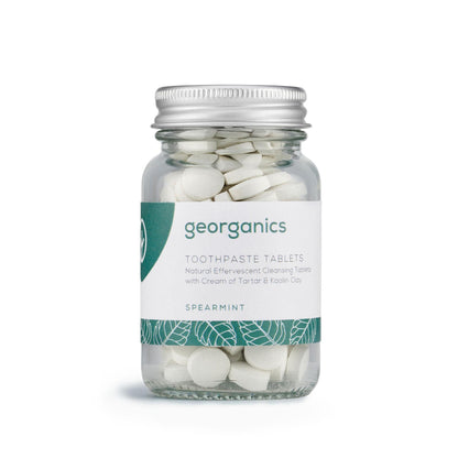 Georganics Comprimidos de pasta de dentes com sabor a hortelã-pimenta natural 120 comprimidos