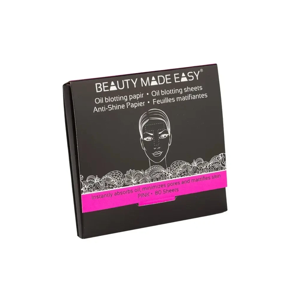 Papel mata-borrão Beauty Made Easy rosa 80 folhas