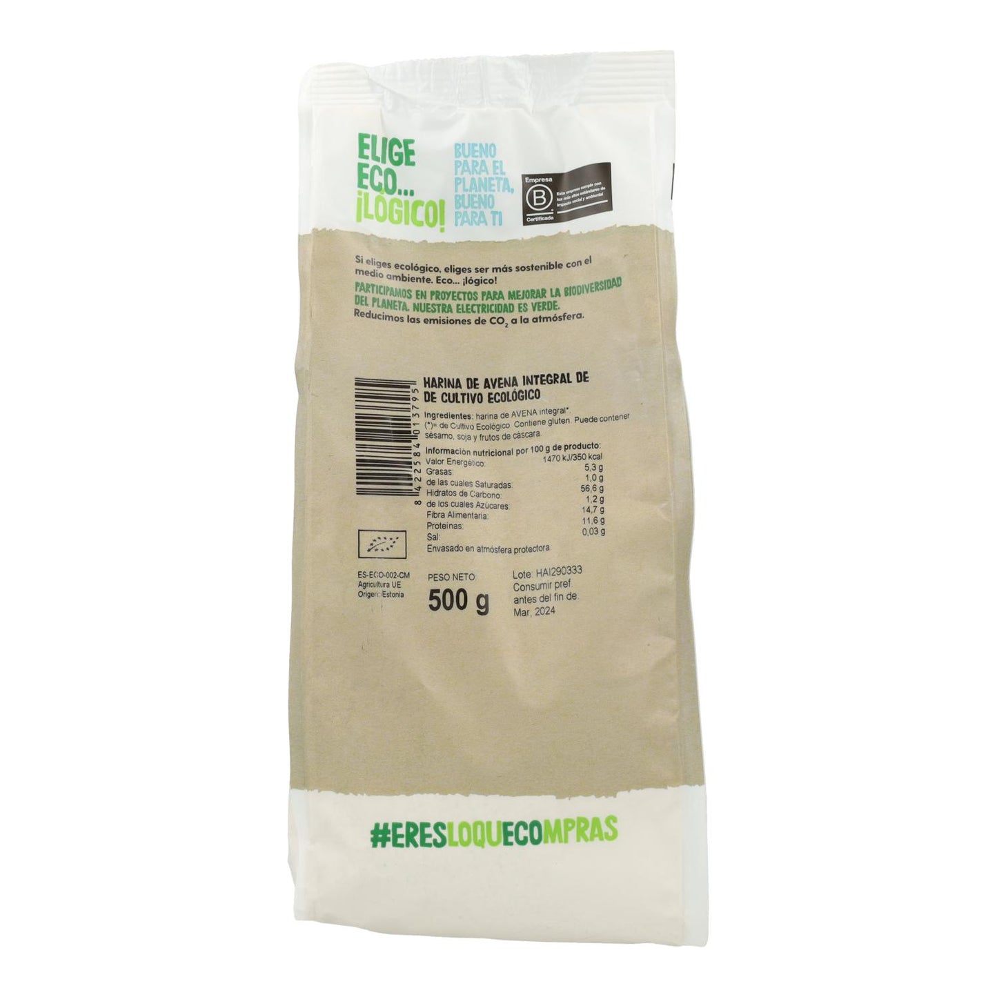 Embalagem de 2 Farinhas de Aveia Integral Biológica, Ecocesta, 500 g