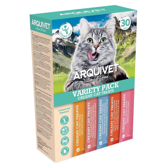 Snacks cremosos para gatos, pacote variado de snacks cremosos Arquivet, 30 unidades