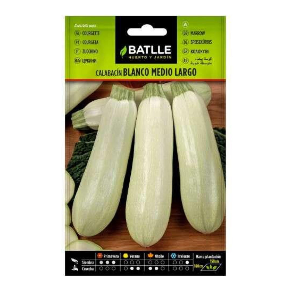 Bata sementes de curgete branca média-longa
