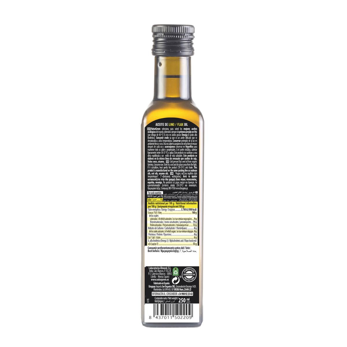 Óleo de Linhaça Biológico NaturGreen, 250 ml