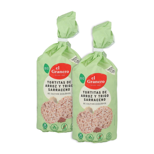 Embalagem de 2 bolinhos de arroz de trigo sarraceno El Granero, 100 g