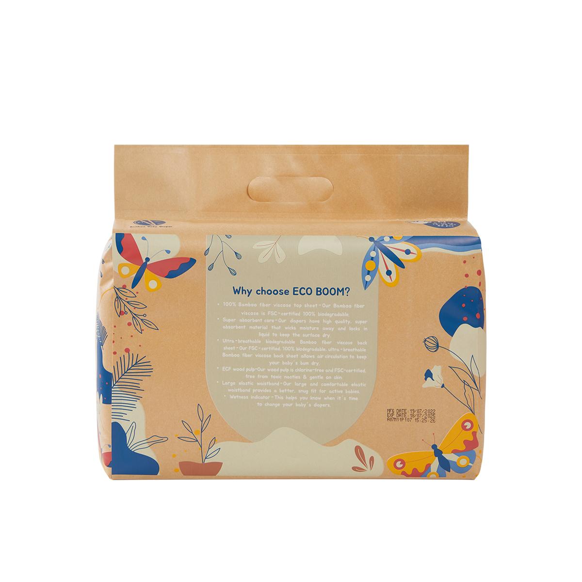 ECOBOOM - Fralda de Bambu Eco Boom. 70% biodegradável, hipoalergénica (tamanho 3/M, 6-10 kg, embalagem de 8 fraldas, total de 256 fraldas)