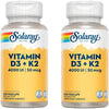 Embalagem 2X Vitamina D3 e K2 (Mk7) 120 Cápsulas Solaray