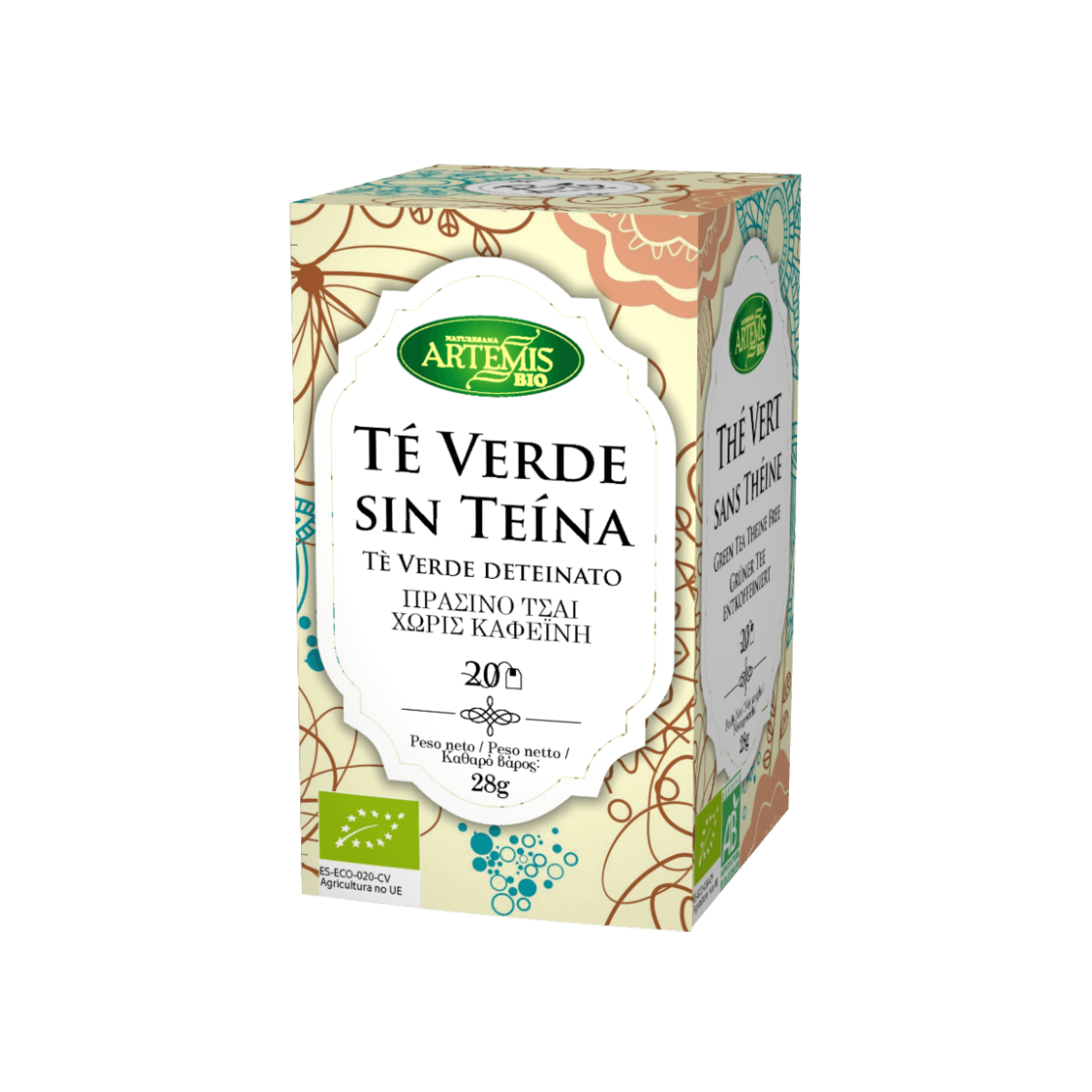 Chá verde Artemis sem cafeína, 20 saquetas