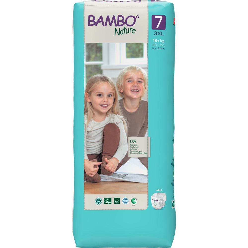 Fralda T7 (+18 Kg) Bambo Nature 40 unidades