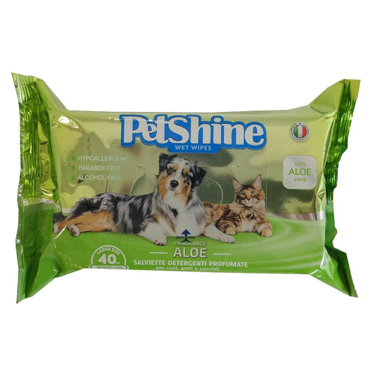 Porrini Toallitas Higiene Perro/Gato, Aloe, 40 uds