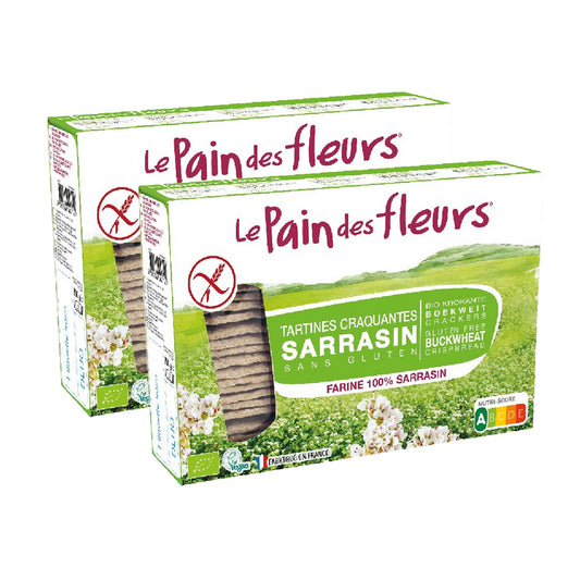 Embalagem 2x Tostas Crocantes de Trigo Sarraceno sem glúten Le Pain de Fleurs 300 g