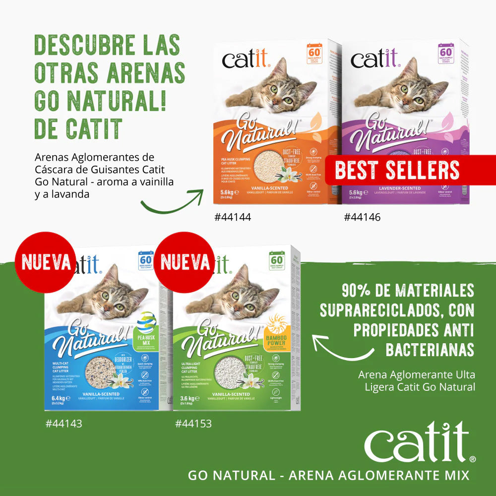 Arena aglomerante ecológica Mix aroma vainilla Go Natural! 6,4 kg Catit