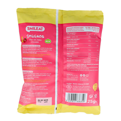 Smilitos, Morango Biológico e Minhocas de Banana Smileat, 25g