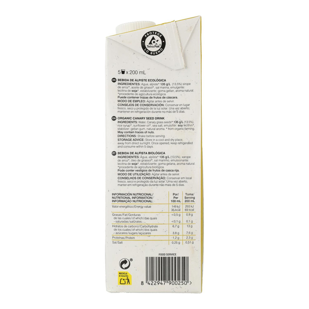 Bebida de alpista 100% vegetal da Soria Natural 1L