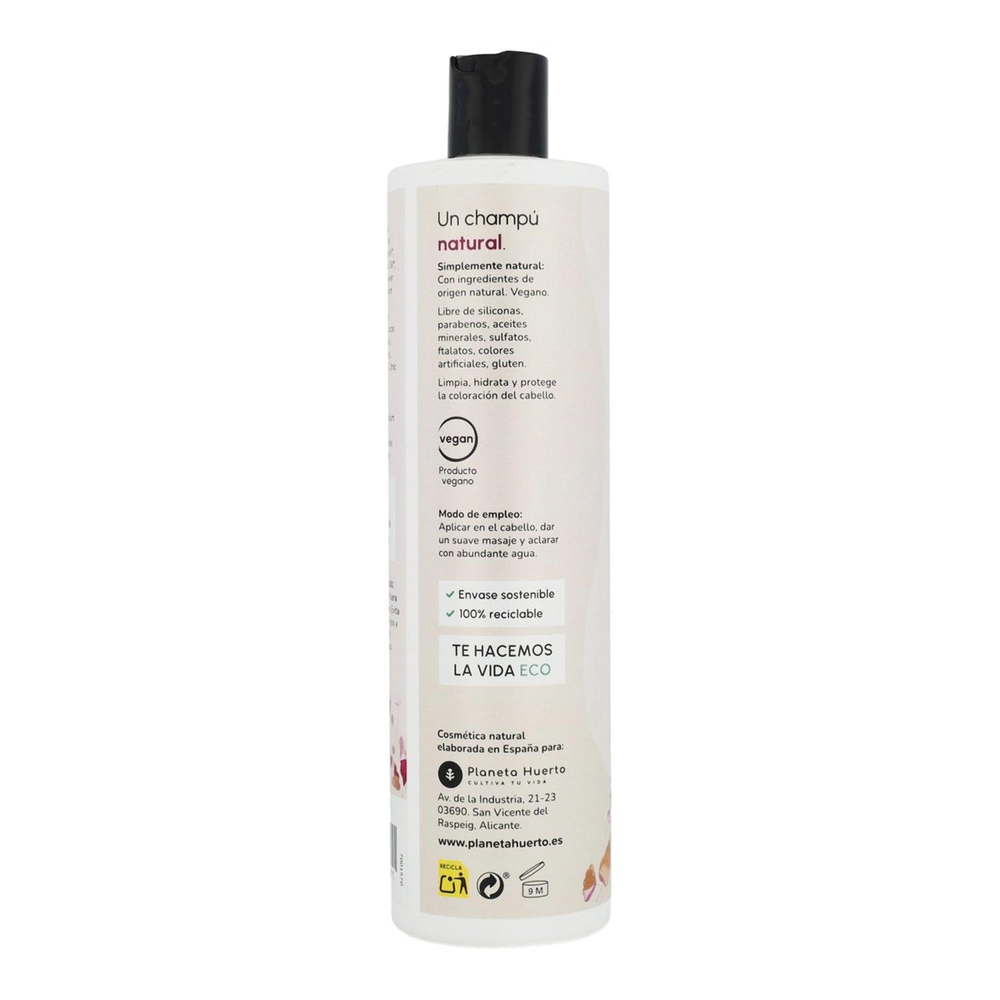 Champô intensificador de brilho com flor de hibisco e coco Planeta Huerto 500 ml