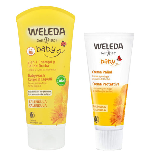 Pack Champô Gel de Banho 200 ml + Creme para Assaduras Weleda 75 ml