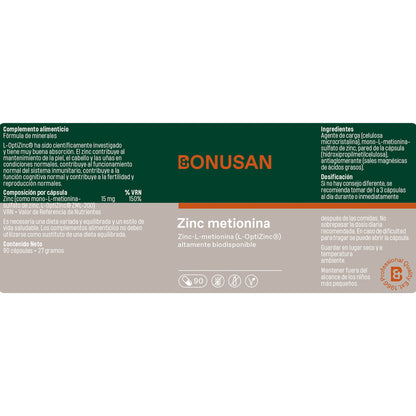 Zinco metionina Bonusan 90 cápsulas