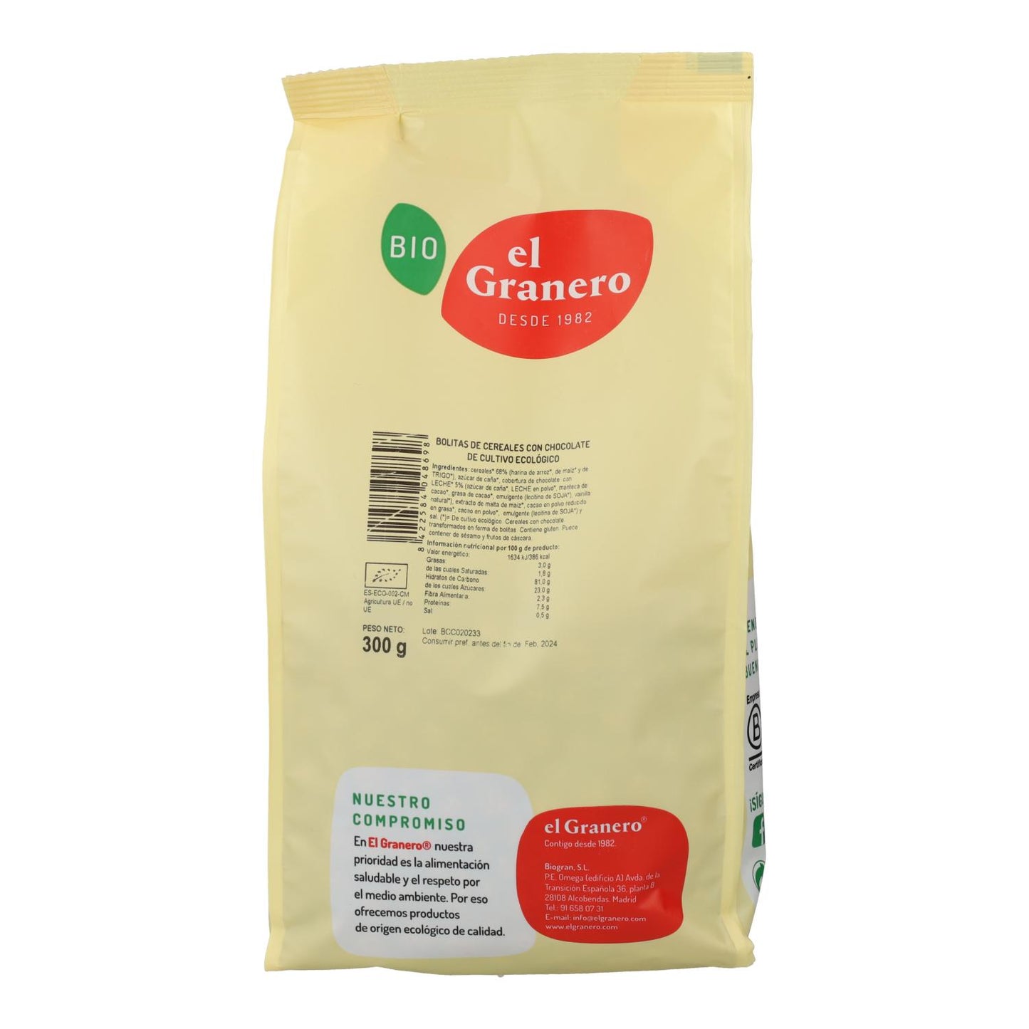 Bolas de Cereais com Chocolate El Granero, 300g 
