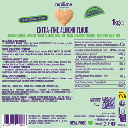 Farinha de amêndoa extrafina Realfooding (especial para pastelaria) Nut&amp;me 1 kg