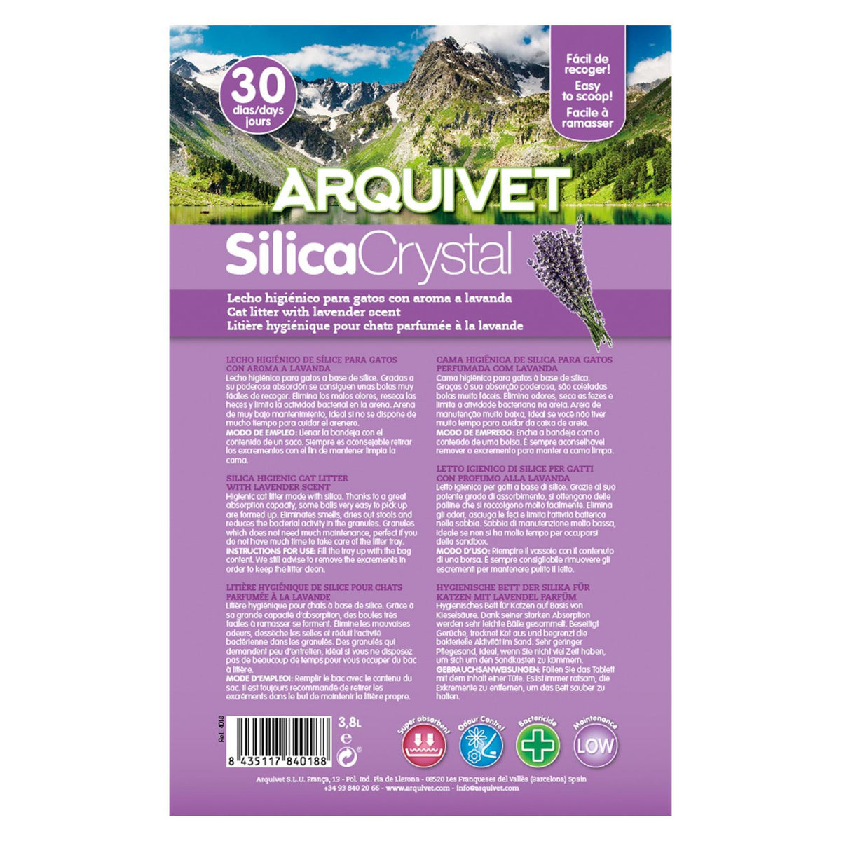 Arena de SilicaCrystal con Perfume de Lavanda Arquivet 3,8 L