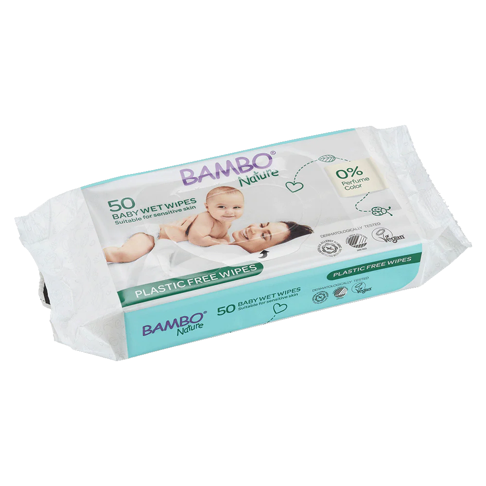 Toalhitas Húmidas Bambo Nature Sem Plástico 50 unidades
