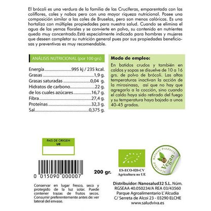 Brócolos em pó 200 g, Salud Viva