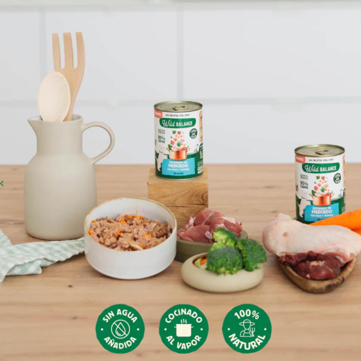 Ensopado de peru e carne de vaca Wild Balance para cães, lata de 400g