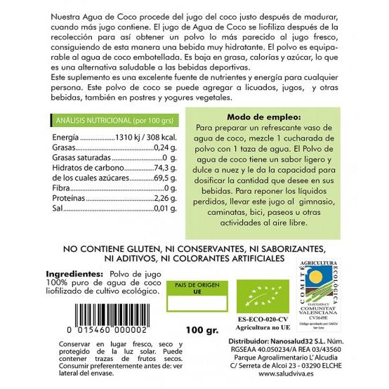 Água de Coco em Pó Salud Viva 100 g