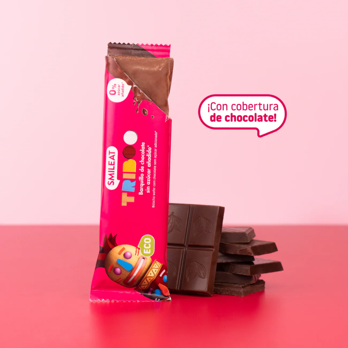 Barra de bolacha com cobertura de chocolate Smileat ECO 40g