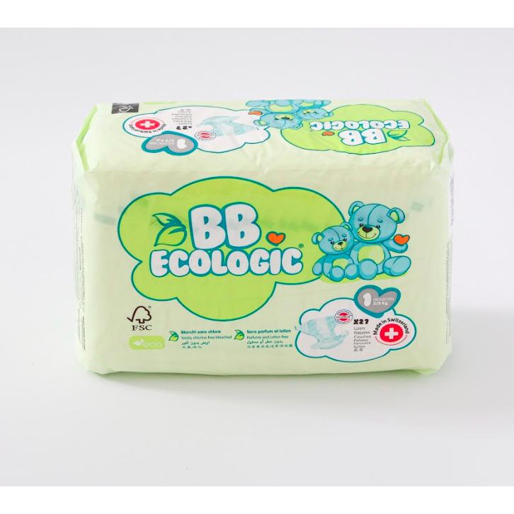 Fraldas ecológicas BBECOLOGIC tamanho 1 para recém-nascidos, 27 unidades