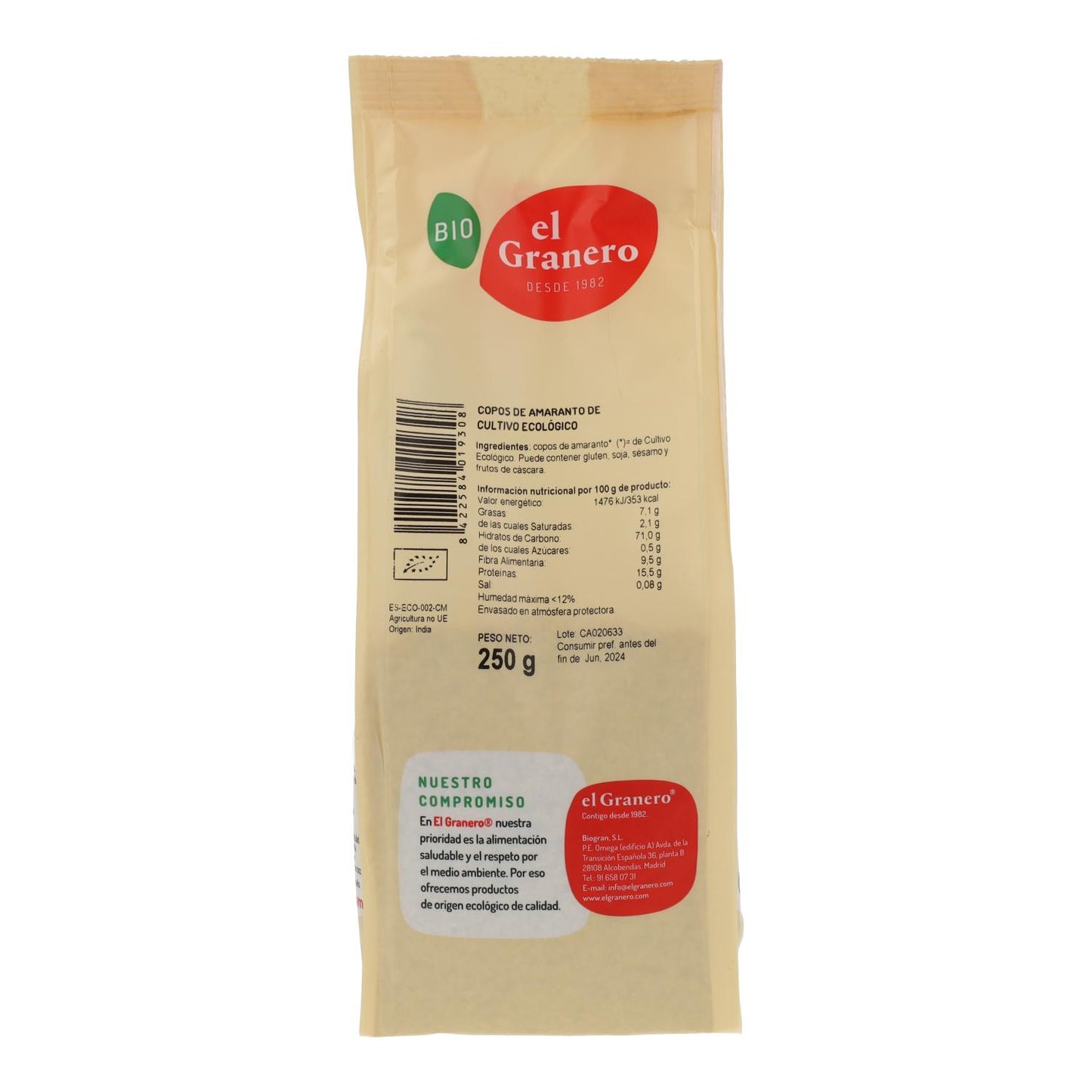 Flocos de Amaranto Biológico El Granero 250 g 
