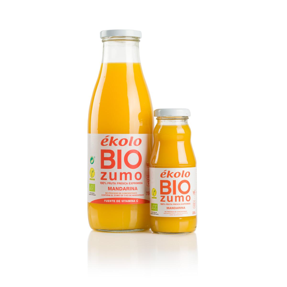 Ékolo 100% sumo de tangerina biológico espremido na hora 200 ml