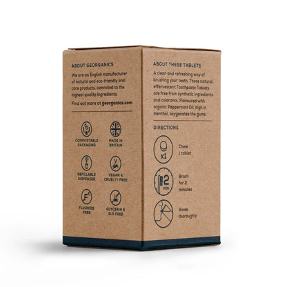 Comprimidos de pasta de dentes com sabor a menta natural da Georganics, 120 comprimidos
