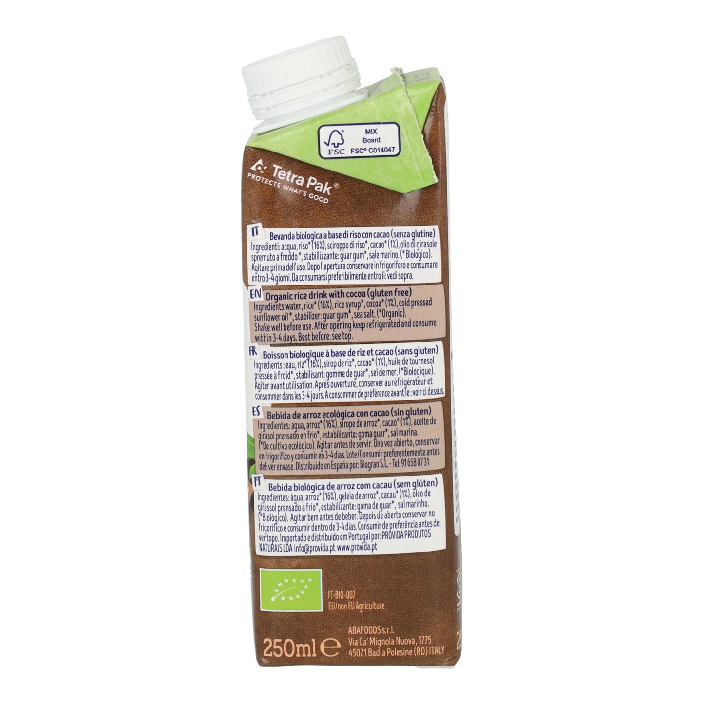 Mini Bebida de Arroz com Cacau Biológico Isola Bio 250 ml