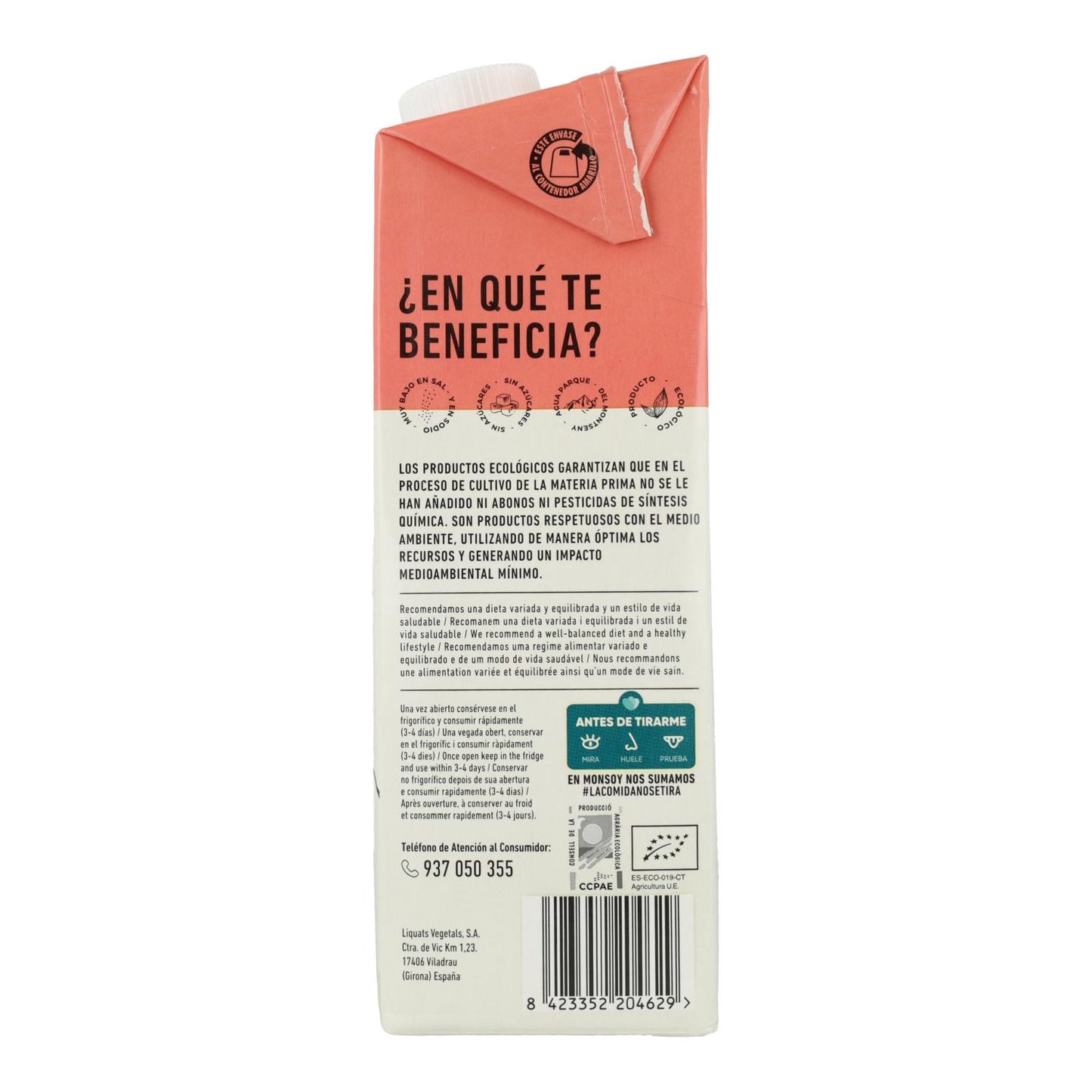 Bebida de Aveia Biológica Monsoy 0% Açúcares 1 L