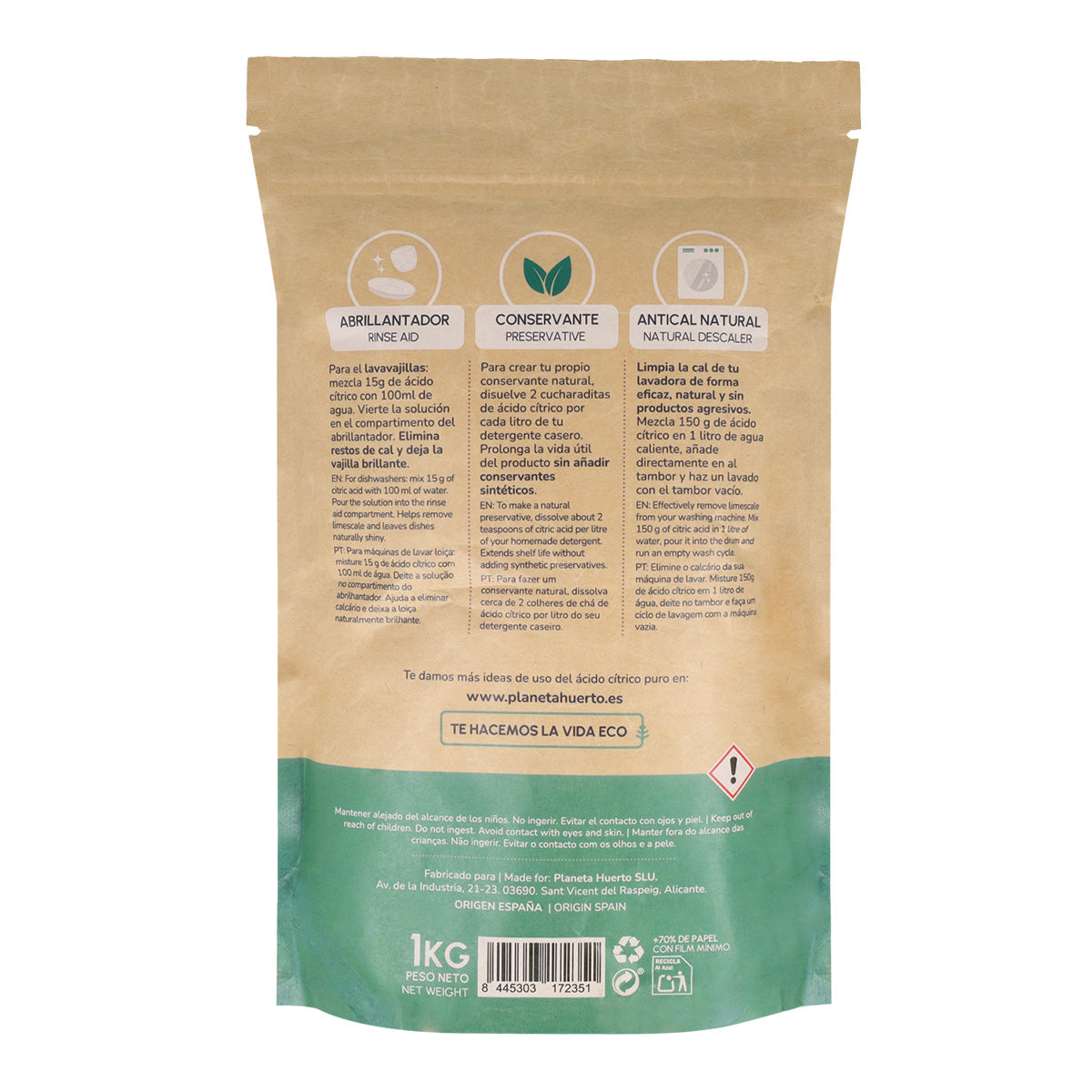 Ácido Cítrico Planeta Huerto 1 Kg