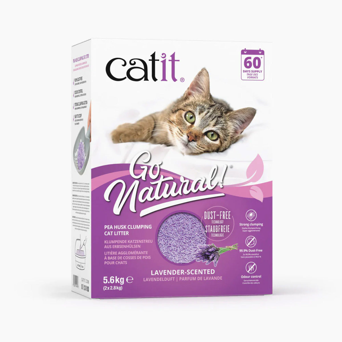 Arena aglomerante ecológica de cáscara de guisantes aroma lavanda Go Natural! 5,6 kg Catit