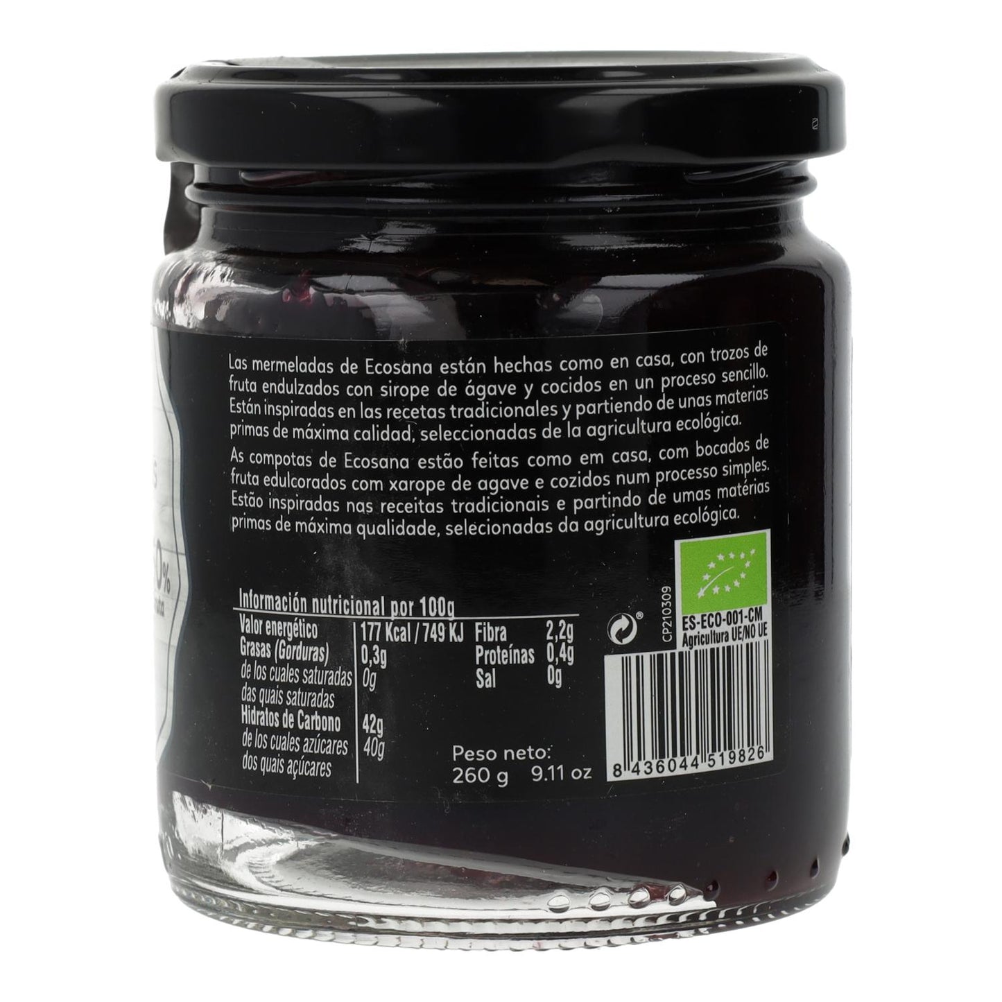 Geleia de Mirtilo Extra sem Açúcar Biológica Ecosana 260g
