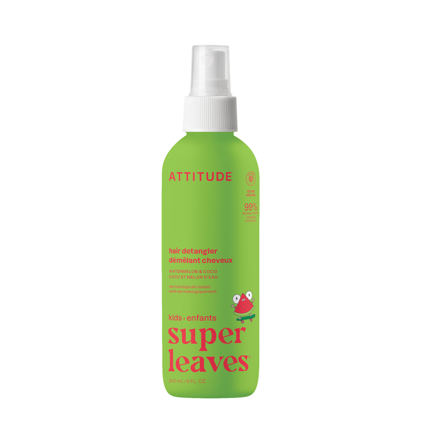 Spray desenredante infantil Super Leaves sandía y coco Attitude