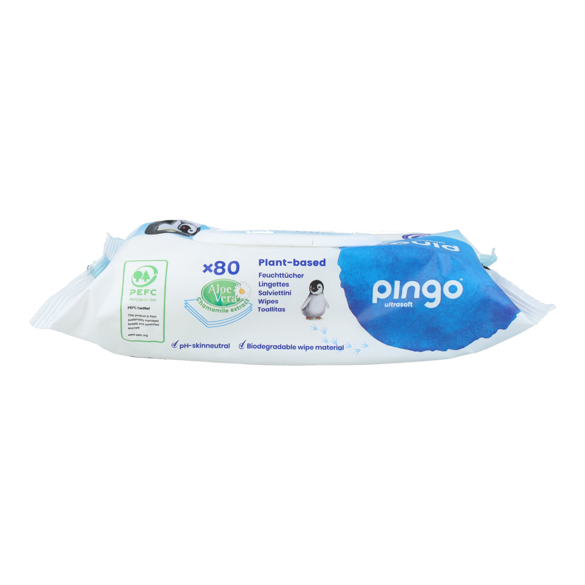 Toalhitas 100% biodegradáveis ​​​​80 unidades Pingo