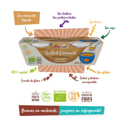 Sobremesa de Caramelo Salgado Bio Ecomil 2 unidades de 125 g