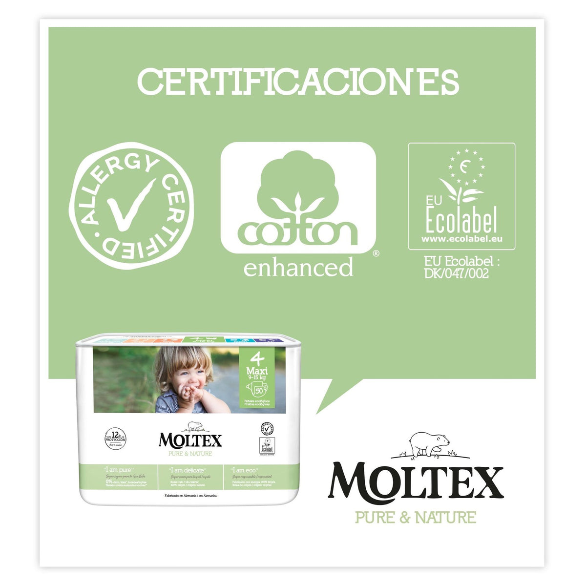 Pacote de poupança fraldas T4 (9-15 kg) Moltex Pure &amp; Nature, 200 unidades
