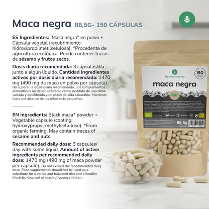 ORGANIC Black Maca Planeta Huerto 150 cápsulas
