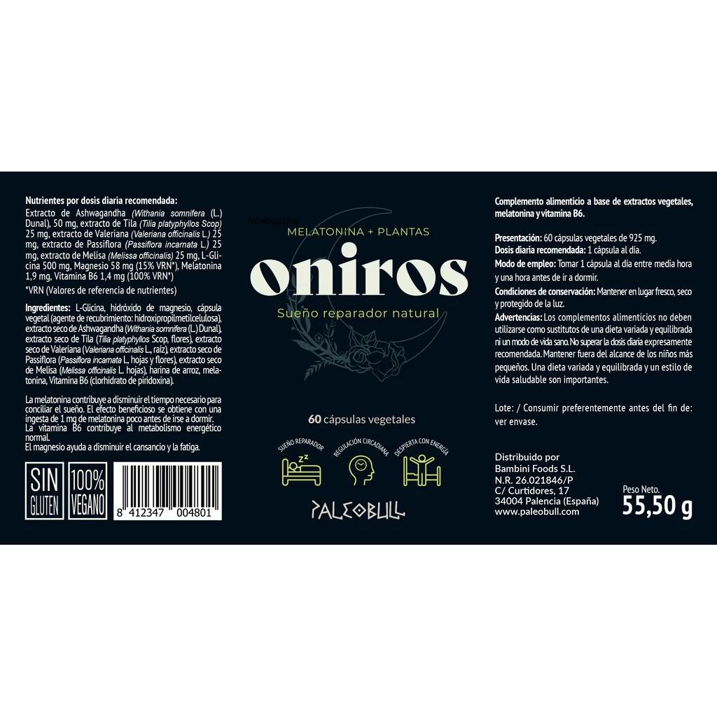 Fórmula para dormir Oniros Paleobull 60 cápsulas