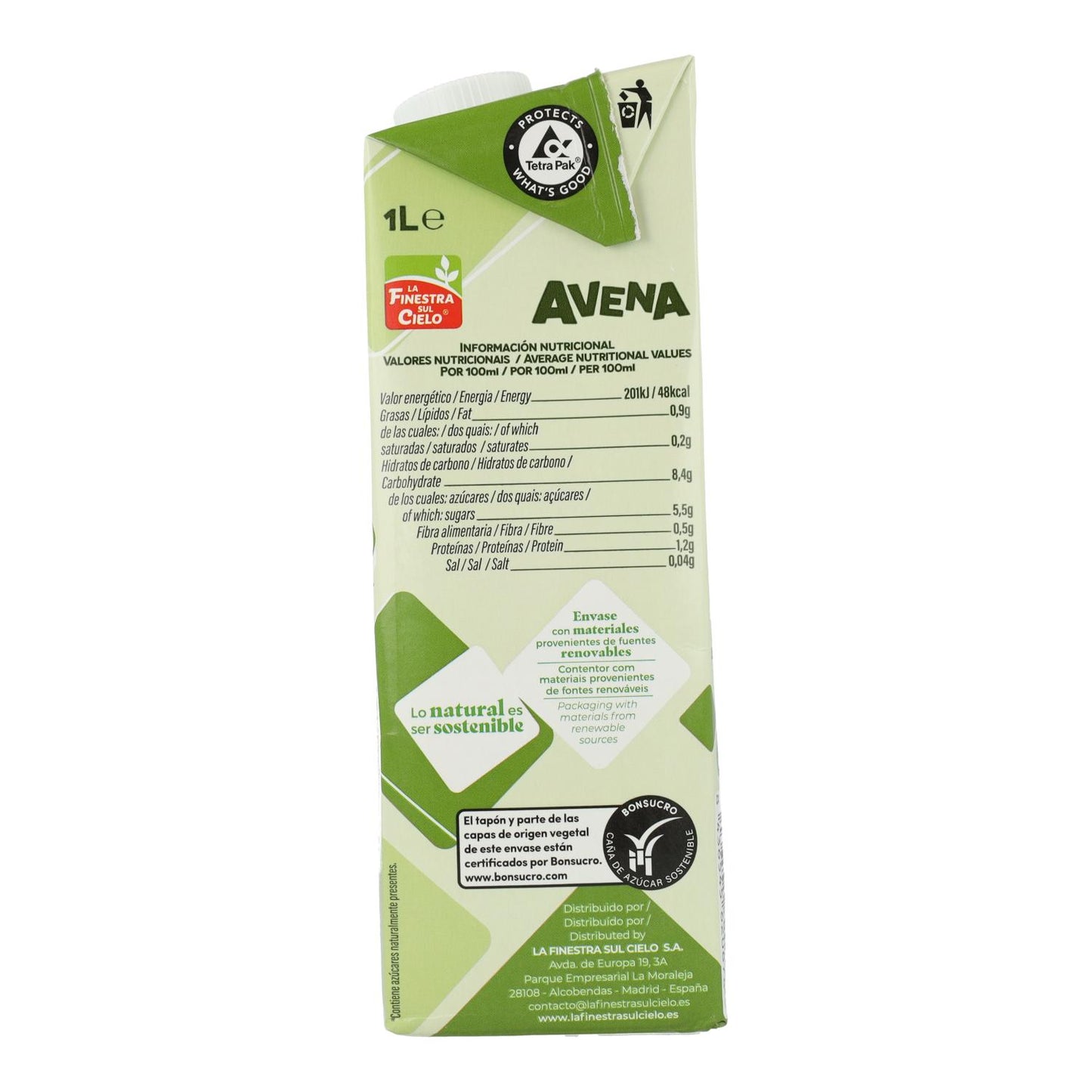Pack 6 x Bebida de Aveia La Finestra Sul Cielo 1 L