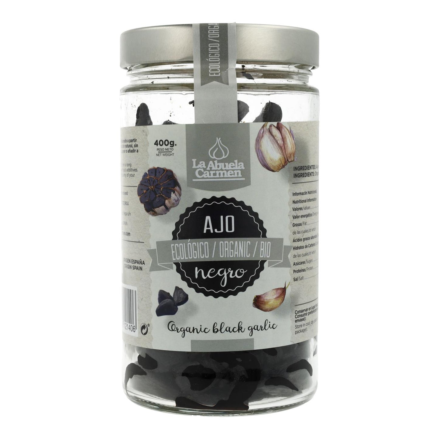 Alho preto em recipiente de vidro, La Abuela Carmen, 400g