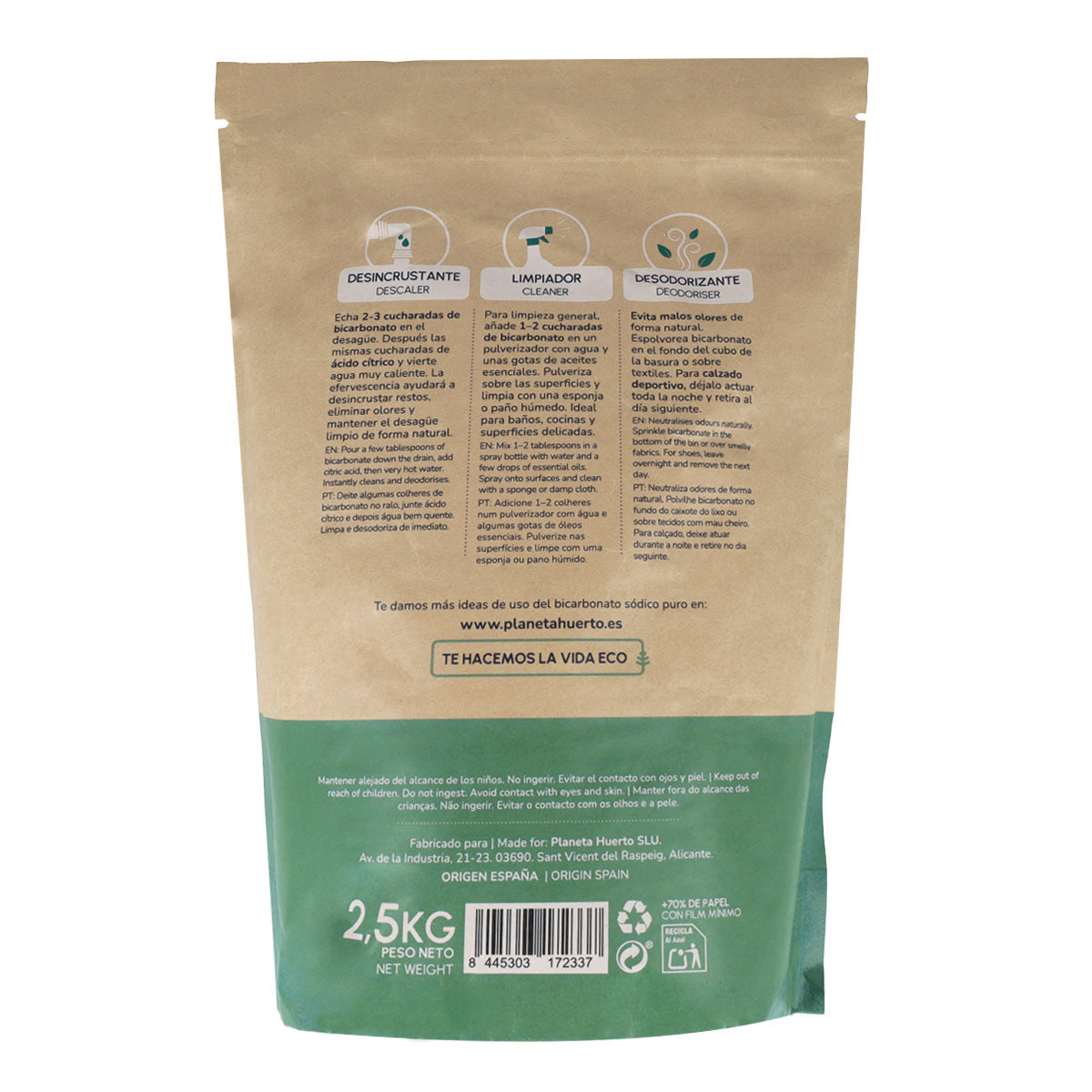 Bicarbonato de sódio Planeta Huerto 2,5 Kg
